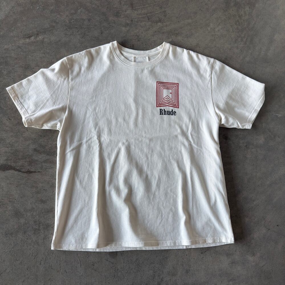 Rhude Concentric Square Flag Logo Graphic T-Shirt White Size XL